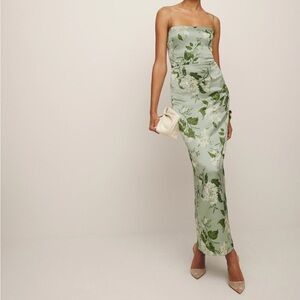 Reformation Frankie Silk Dress (Tea Garden)